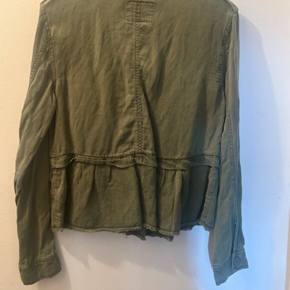 Anthropologie Sanctuary Military Frill Peplum Linen Blend Army Green Jacket  NEW - Picture 16 of 16